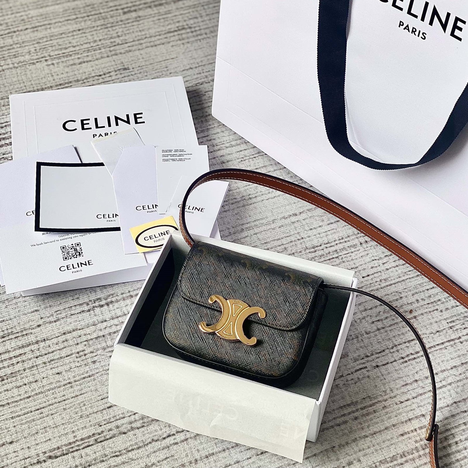 Celine Triomphe Brown Canvas
