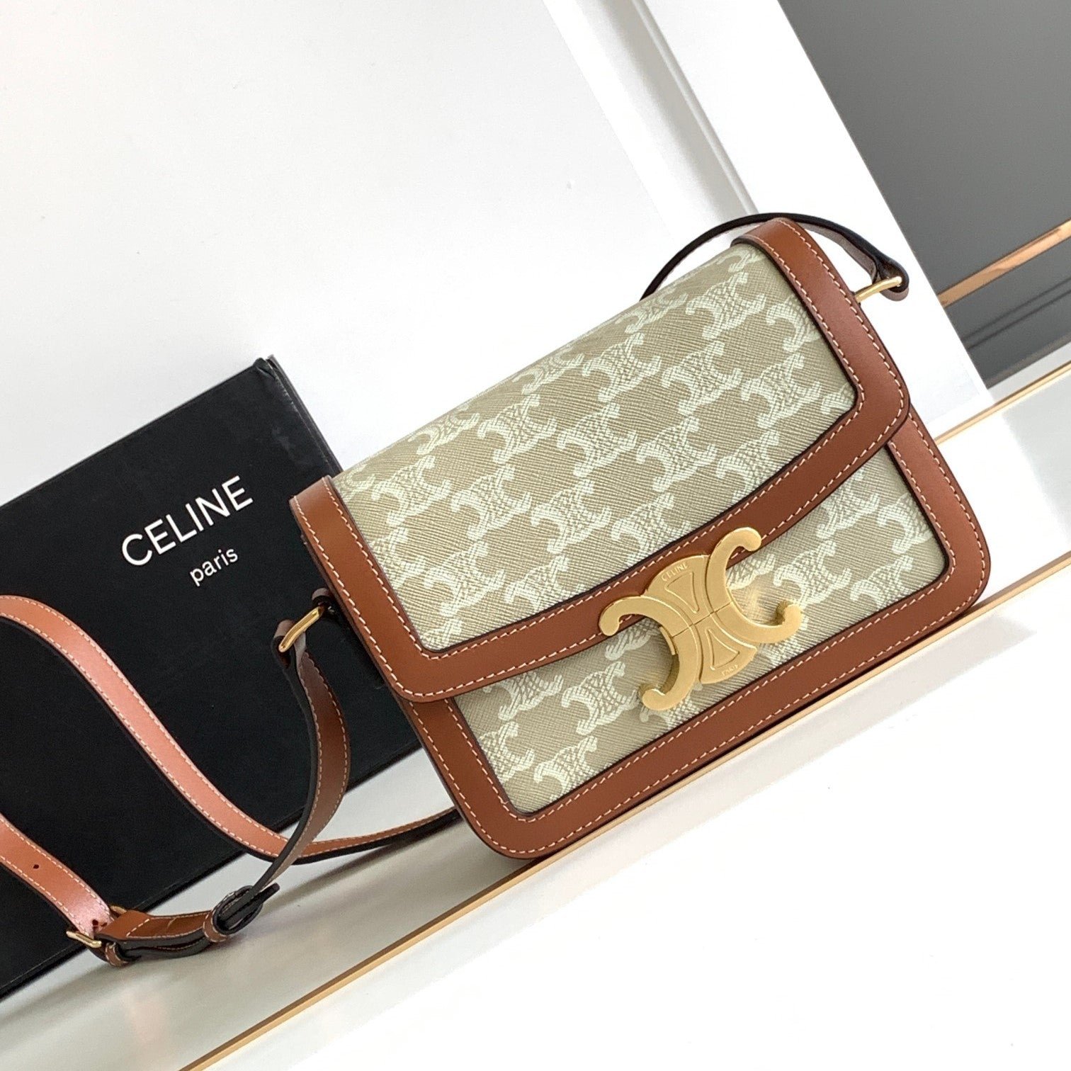 Celine Triomphe Beige Canvas