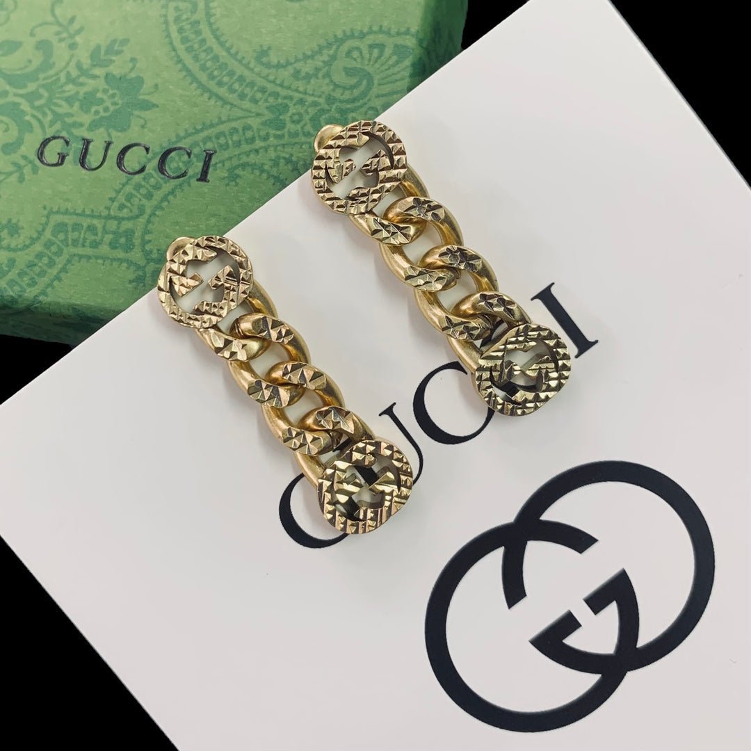 18K Double Gucci Chain Earrings