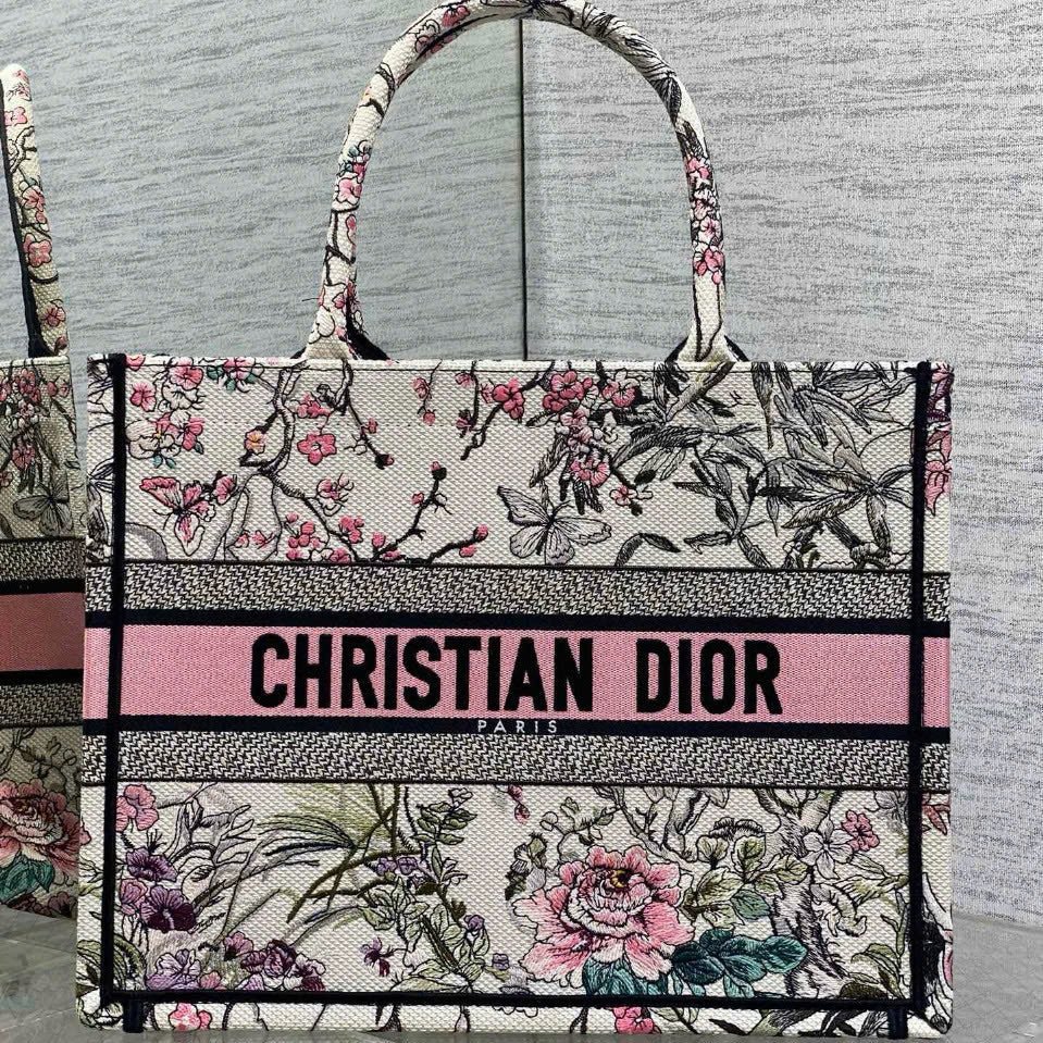 Dior Book Tote Floral Print Canvas Tote Bag
